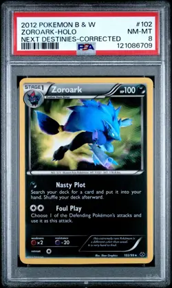 PSA 8 CORRECTED Pokemon Zoroark Holo Next Destinies #102 Near Mint - Image 1