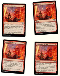 Set Of 4 Lithomantic Barrage #0152 March Of The Machine Magic the Gathering Card - Image 3