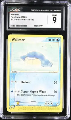 CGC 9 Wailmer 83/100 EX Sandstorm 2003 Pokemon Card - Image 1