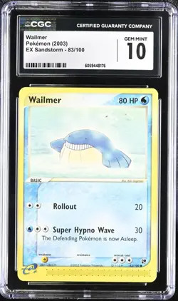 CGC 10 Wailmer 83/100 EX Sandstorm 2003 Pokemon Card - Image 1