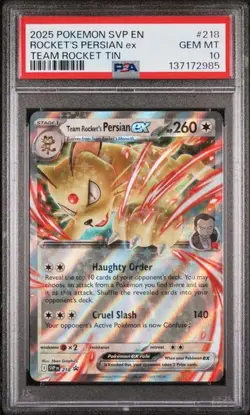 2025 POKEMON SVP EN-SV BLACK STAR PROMO #218 TEAM ROCKET'S PERSIAN EX PSA 10 - Image 1