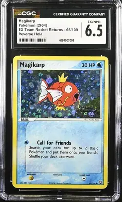 2004 Pokemon EX Team Rocket Returns Magikarp Reverse Holo Stamped 65/109 CGC 6.5 - Image 1