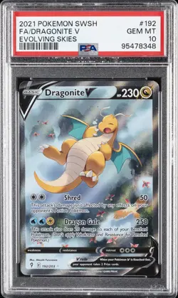 2021 POKEMON SWORD & SHIELD EVOLVING SKIES #192 FULL ART/DRAGONITE V PSA 10 - Image 1