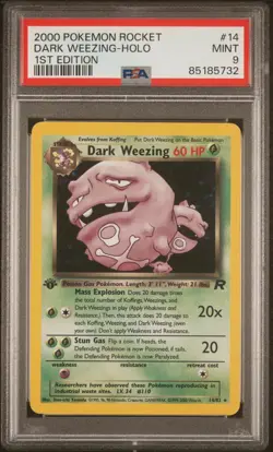 2000 Pokemon Rocket 14 Dark Weezing Holo 1st Edition PSA 9 - Image 1