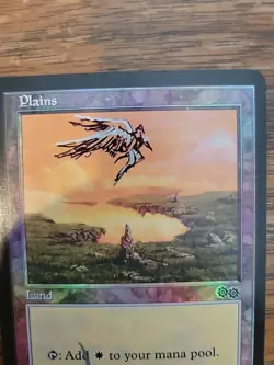 Plains (1999) Arena Promos Foil Artist Signed And Altered Angel Drawing MTG Card - Image 3