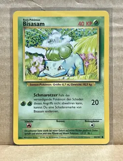 German Pokemon Card Bulbasaur Bisasam 044/102 Base Set Regular 1999 WOTC - Image 1