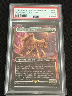 MTG Gandalf the White *BORDERLESS FOIL* The Lord of the Rings 0442 PSA 9 - Image 1