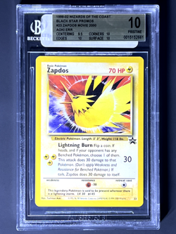 BGS PRISTINE 10 2000 Pokemon (WOTC) Promo Black Star Zapdos #23 Aoki Error - Image 1