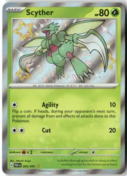 Scyther, Pokemon SV: Paldean Fates Shiny Rare, 095/091 NM - Image 1