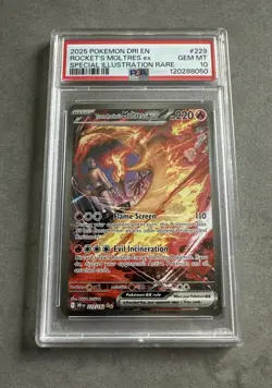 2025 POKEMON DRI SPECIAL ILLUSTRATION RARE #229 TEAM ROCKET'S MOLTRES EX PSA 10 - Image 1