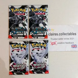 4x Pokemon TCG Black Bolt & White Flare Sealed Booster Pack Set: 4Packs total - Image 1