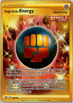 Pokemon - Single Strike Energy Gold Secret Rare SWSH05: Battle Styles 183/163 NM - Image 1
