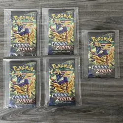 Sword & Shield Crown Zenith Booster Pack - Lot Of 5 - Pokemon TCG - SEALED - Image 3