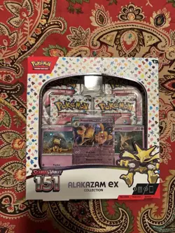 Pokemon TCG Scarlet and Violet - 151 Alakazam ex Collection Box - 4 Packs 820650855269 - Image 1
