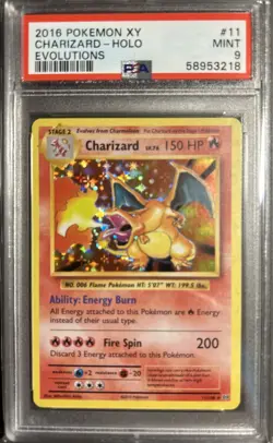 2016 Pokemon Charizard Evolutions Holo Rare #11 PSA 9 MINT - Image 1