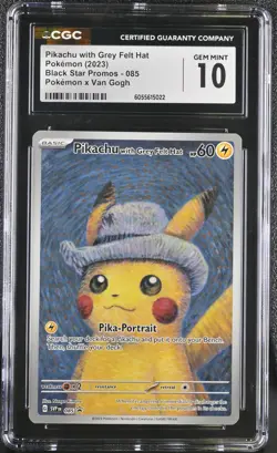 Pokemon Pikachu With Grey Felt Hat Van Gogh Promo SVP EN 085 CGC 10 Gem Mint - Image 1