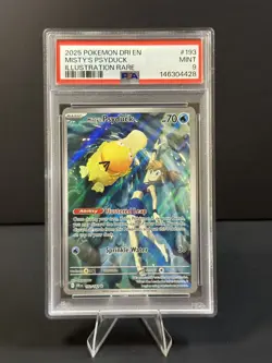Pokemon Misty's Psyduck Illustration Rare Holo 193/182 Destined Rivals PSA 9 - Image 1