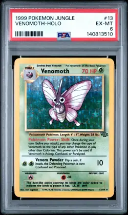 1999 POKEMON JUNGLE #13 VENOMOTH-HOLO PSA 6 - Image 1
