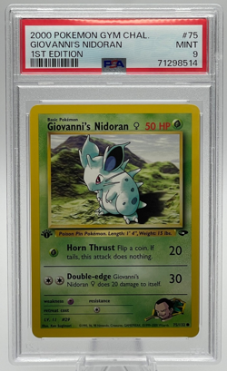 2000 POKEMON GYM CHALLENGE #75 GIOVANNI'S NIDORAN 1ST EDITION PSA 9 MINT - Image 1