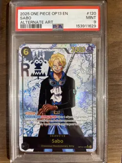 2025 ONE PIECE OP13-CARRYING ON HIS WILL ALTERNATE ART #120 SABO PSA 9 - Image 1