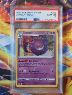 Pokemon Gengar Holo Sword Shield Base #085 Graded Card PSA 10 - Image 1