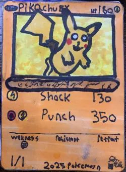 Pikachu EX Custom-Made, Fake Card Hand Drawn Not Authentic Fan art cool art - Image 1