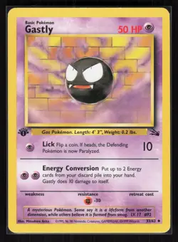 Gastly 1st Edition Uncommon Pokemon Fossil 33/62 MP - Image 1