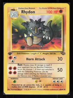 Rhydon 1st Edition Uncommon Pokemon Jungle 45/64 MP - Image 1