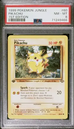 Pokemon Pikachu Jungle 60/64 1st Edition Common Basic 50 HP Regular PSA 8 1999 - Image 1