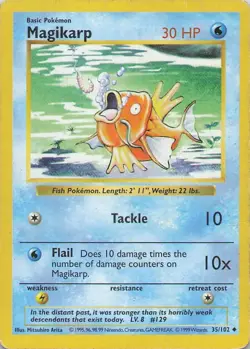 1999 Pokemon Magikarp Uncommon Base Set Shadowless 35/102 Unlimited - Image 1