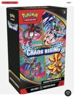 Pokemon TCG Mega Evolution Chaos Rising Booster Bundle Presale 6 Packs FREE SHIP - Image 1