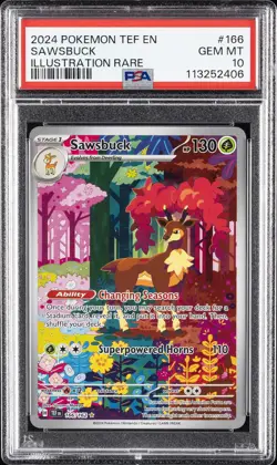 2024 POKEMON TEF EN-TEMPORAL FORCES ILLUSTRATION RARE #166 SAWSBUCK PSA 10 - Image 1