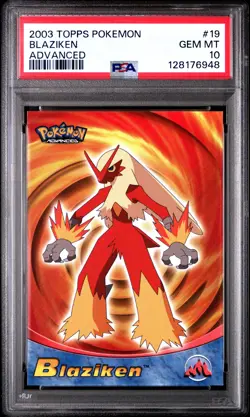 2003 TOPPS POKEMON ADVANCED #19 BLAZIKEN PSA 10 - Image 1