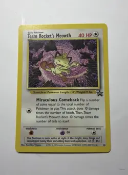 Pokemon | 2000 | Team Rocket's Meowth | WOTC Black Star Promo | #18 | MP - Image 1