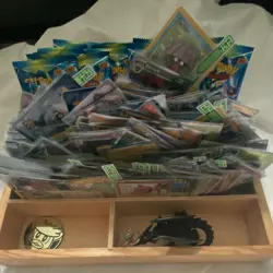 Pokemon TCG Mixed Lot Zoroark, Shellder, Elf Baby Packs, Wooden Box - Image 1
