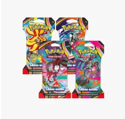Pokemon TCG Mega Evolution CHAOS Rising 4 Sleeved Booster Pack Art Set PREORDER - Image 1