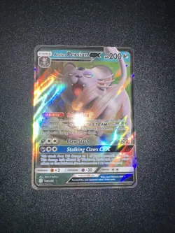 Pokemon TCG Alolan Persian GX 129/236 Cosmic Eclipse Ultra Rare NM - Image 1