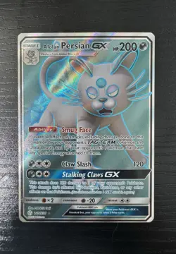 Pokemon Alolan Persian GX Full Art Ultra Rare Holo 219/236 Cosmic Eclipse - Image 3