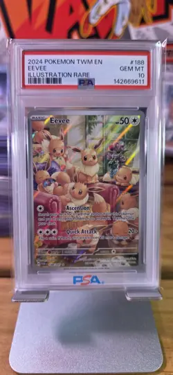 Pokemon 2024 Eevee 188/167 Illustration Rare Twilight Masquerade GEM MINT PSA 10 - Image 1