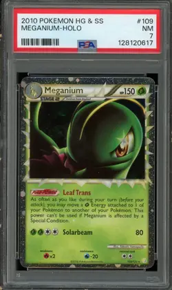 2010 Pokemon Heartgold & Soulsilver Meganium Prime Holo #109 PSA 7 Near Mint - Image 1