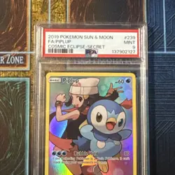 2019 Pokemon Sun & Moon Cosmic Eclipse Piplup Secret Rare #239/236 PSA 9 - Image 1