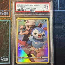 2019 Pokemon Sun & Moon Cosmic Eclipse Piplup Secret Rare #239/236 PSA 9 - Image 4