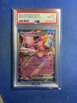 2025 POKEMON DRI EN-DESTINED RIVALS #081 TEAM ROCKET'S MEWTWO EX PSA 10 - Image 1