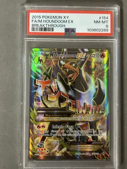 2015 POKEMON XY BREAKTHROUGH #154 FULL ART/M HOUNDOOM EX PSA 8 - Image 1