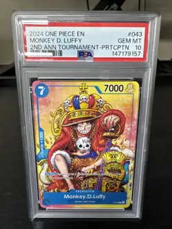 Monkey.D.Luffy (2nd Anniversary Stamped Promo) P-043 One Piece Promotion PSA 10 - Image 1