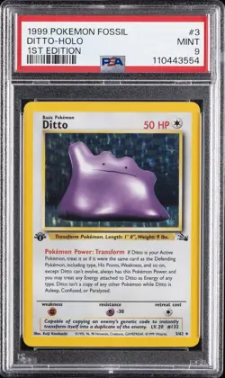 1999 POKEMON FOSSIL 1ST EDITION #3 DITTO-HOLO PSA 9 - Image 1