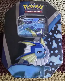 Pokemon TCG Eevee Evolutions Tin Vaporeon V SEALED 2021 - Image 1