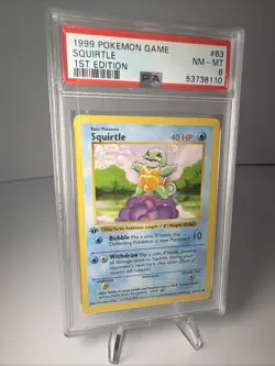 Pokemon TCG Squirtle Base Set 1st Edition PSA 8 Near Mint 1999 #63 - Image 1