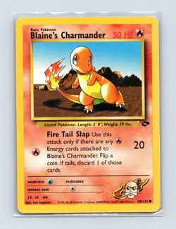 Blaine's Charmander 60/132 Common Gym Challenge Pokemon Unlimited Lightly Played - Image 1