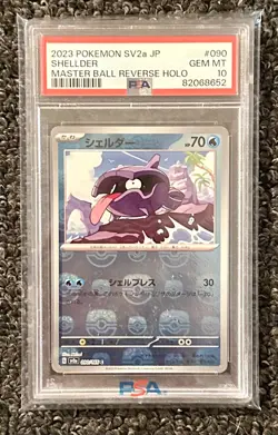 2023 POKEMON JPN SV2A-POKEMON 151 MASTER BALL REVERSE HOLO #090 SHELLDER PSA 10 - Image 1